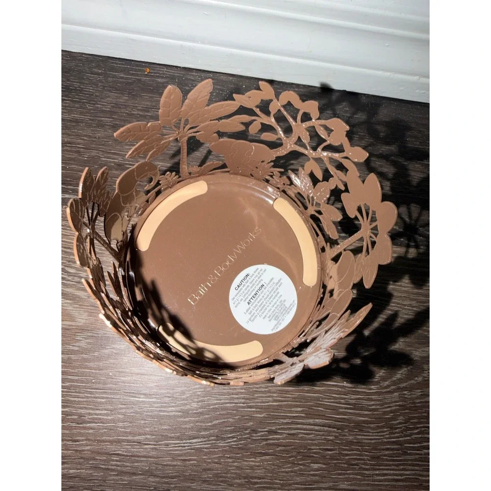 Bath and Body Works Candle Holder Safari Elephant Jungle Metal Wood 3-Wick